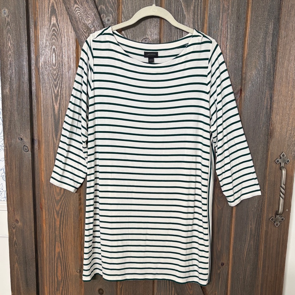 J. Jill Green and White Striped Tunic